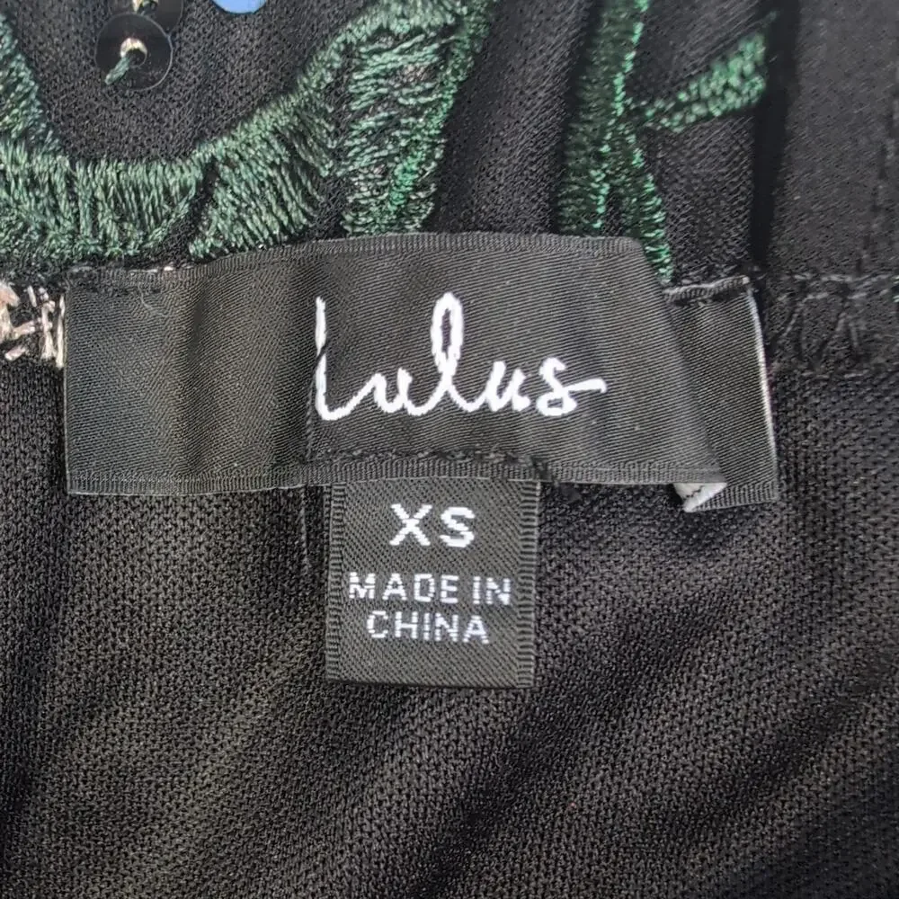 Lulu's Rue Black Floral Embroidered Sequin Bodycon Mini Dress Size XS - Picture 8 of 14
